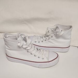 Classic White High-Top Sneakers with Canvas Upper